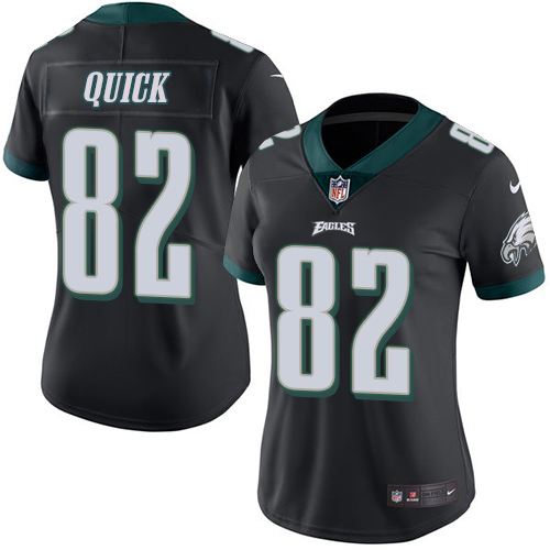 Women's Limited Mike Quick Nike Jersey Black - #82 Rush NFL Philadelphia Eagles